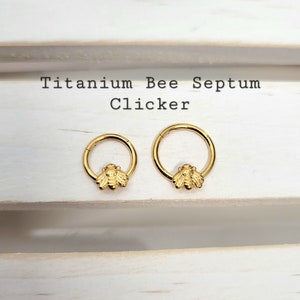 16g 8mm, 10mm Titanium Bee Septum Hoop , Septum Ring, Nose Ring, Cartilage, Rook, Helix