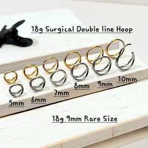 18g 5mm 6mm 7mm 8mm 9mm 10mm Double Ring Gold, Silver, Rose 316L Surgical Steel Hinged Segment Ring, Helix, Cartilage, Hoop, Conch