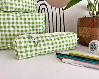 Personalized Pencil Bag - Cotton Pencil Case,Pen Pouch Holder,Green Pencil Holder,Gift For Student,Gift for Teacher, Grad Gift, Makeup