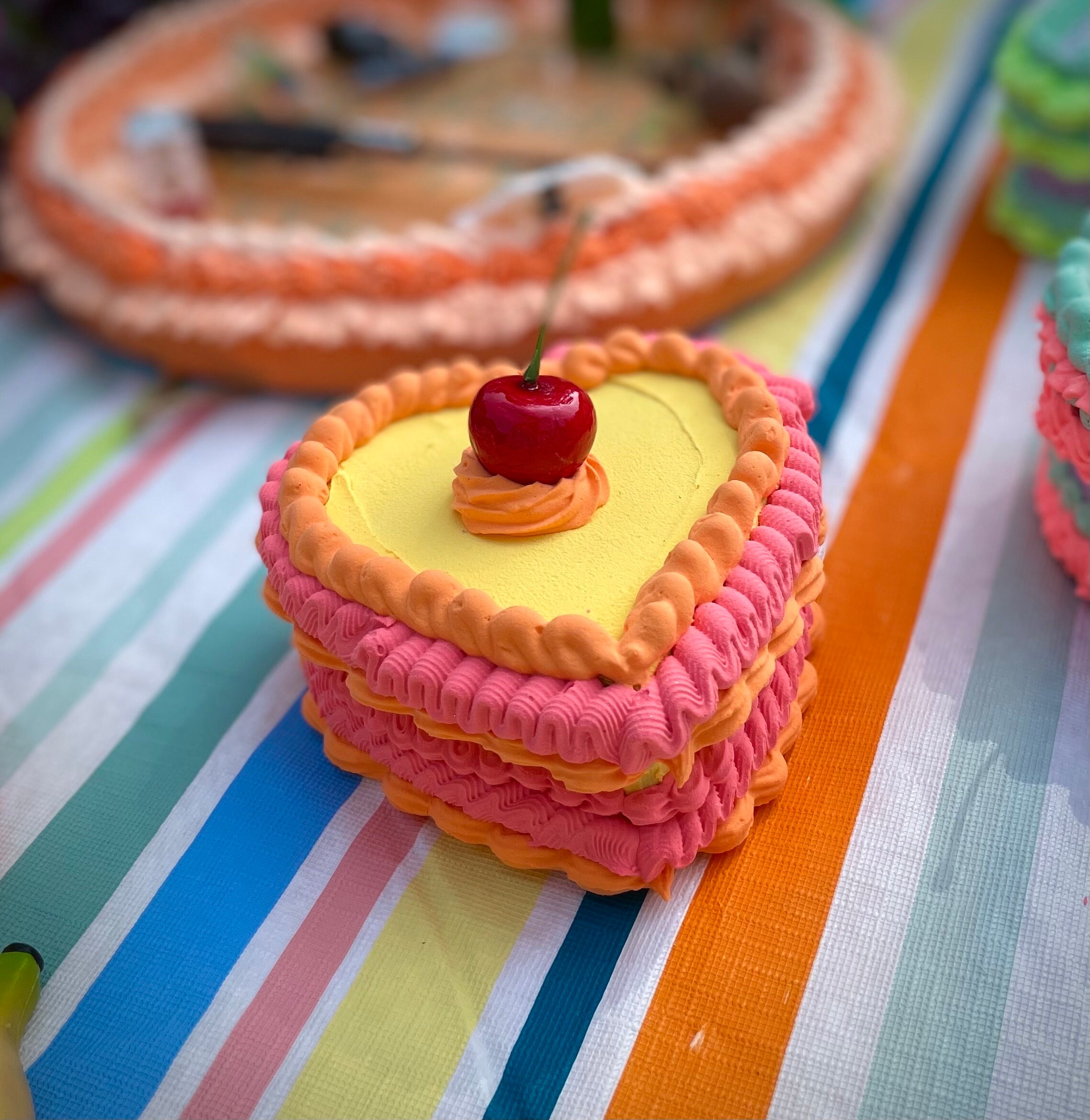 Fake Cake Decorative Box Small Size, Colorful, One of a Kind, Handmade ...