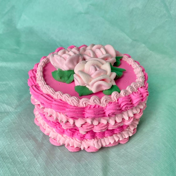 Fake Cake Decorative Box - Small Size, One of a Kind, handmade, Sculpture, Faux Cake Jewelry/Gift Box