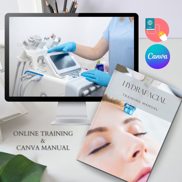 Hydra Facial Masterclass Oxygen Ultrasonic RF Facial Online Training Manual Canva Editable Course Ebook Tutorial Lesson Trainer Learn Guide