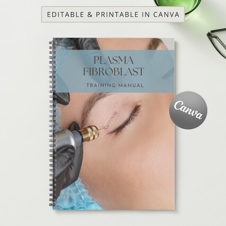 Plasma Fibroblast Printable Manual Template Training Facial Canva Editable Course Ebook Tutorial Lesson Trainer Educator Class Learn Guide zdjęcie 1