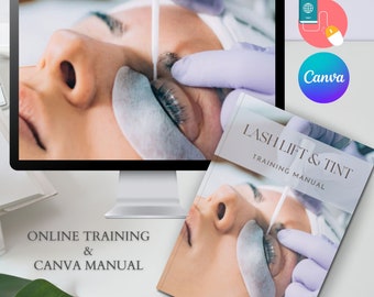 Lash Lift Tint Masterclass Certified & Accredited Online Course Printable Training Manual Canva Editable Ebook Learn Tutorial