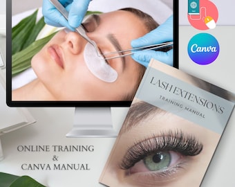 Eyelash Extensions Masterclass Certified & Accredited Online Course Printable Training Manual Canva Editable Ebook Learn Tutorial Beginner