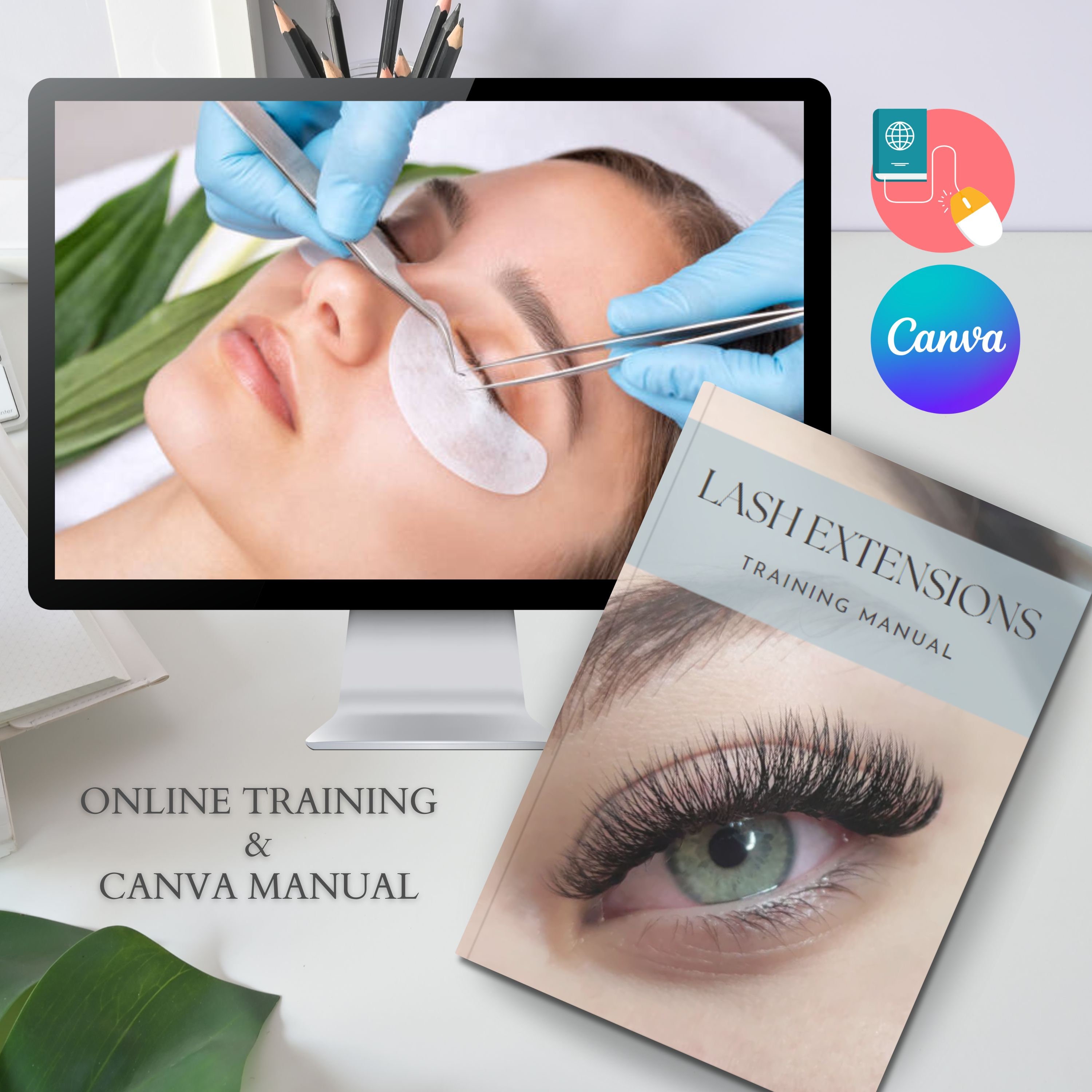 Eyelash Extensions Masterclass Certified & Accredited Online Course Printable Training Manual Canva Editable Ebook Learn Tutorial Beginner