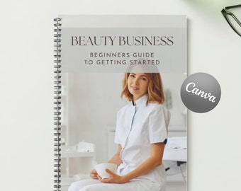 Beauty Business Beginners Manual Canva Editable Course Ebook Tutorial Trainer Educator Learn Guide Salon Management Aesthetician Training