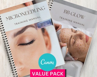 Microneedling & BB Glow Canva Editable Manual Training Course Template Ebook Facial Skincare Tutorial Beauty Lesson for Trainer Educator