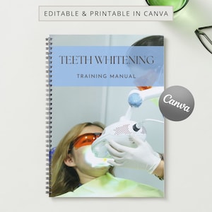 Teeth Whitening Printable Manual Template Training Tooth Bleaching Canva Editable Course Ebook Tutorial Lesson Trainer Educator Learn Guide