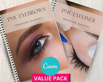 PMU Brows & Eyeliner Training Manual, Editable Brow Tutorial (Canva)