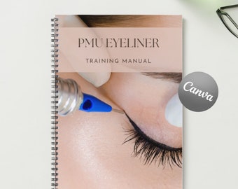 PMU Eyeliner Template Training Manual Canva Editable Semi Permanent Makeup Ebook Tutorial Lesson Trainer Educator Student Class Learn Guide