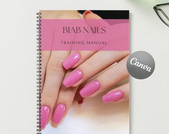 BIAB Nails Training Manual Canva Editable Template Course Ebook Tutorial Step by Step Lesson Trainer Educator Student Learn Guide Manicure