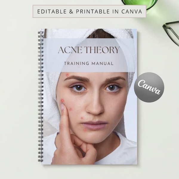 Acne Theory Training Manual Canva Editable Done for You Course Ebook Tutorial Step by Step Lesson Trainer Educator Student Class Learn Guide