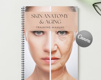 Skin Anatomy & Aging Printable Manual Template Training Manual Canva Editable Course Ebook Tutorial Lesson Trainer Educator Learn Guide