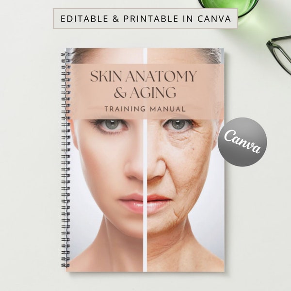 Skin Anatomy & Aging Printable Manual Template Training Manual Canva Editable Course Ebook Tutorial Lesson Trainer Educator Learn Guide