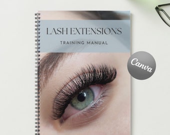 Lash Extensions Manual Beginner Classic, Volume, Hybrid Step by Step Tutorial Canva Editable Training Course Ebook Educator Learn Teach Easy