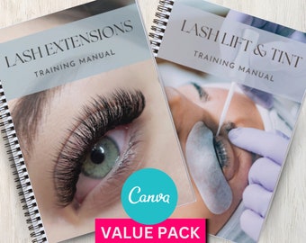 Lash Extensions & Lash Lift Tint Manual Beginner Classic, Volume, Hybrid Step by Step Tutorial Canva Editable Training Course Ebook Educator