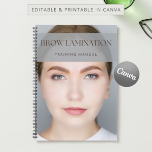 Brow Lamination Printable Manual Template Training Canva Editable Course Ebook Tutorial Lesson Trainer Educator Class Learn Eyebrow Guide