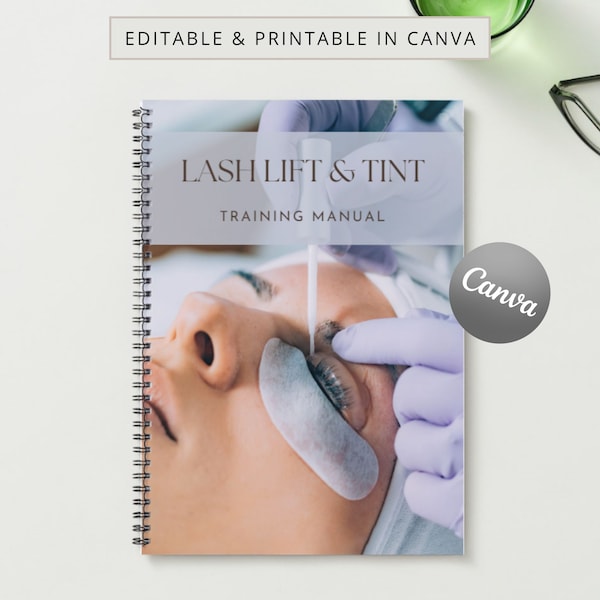 Lash Lift & Tint Editable  Manual Canva Course Ebook Tutorial Step by Step Lesson Trainer Educator Student Learn Guide Template Training