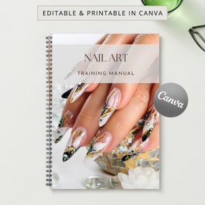 Nail Art Training Manual Canva Editable Course Ebook Artistic Nail Polish Tutorial Lesson Trainer Educator Student Class Learn Airbrush