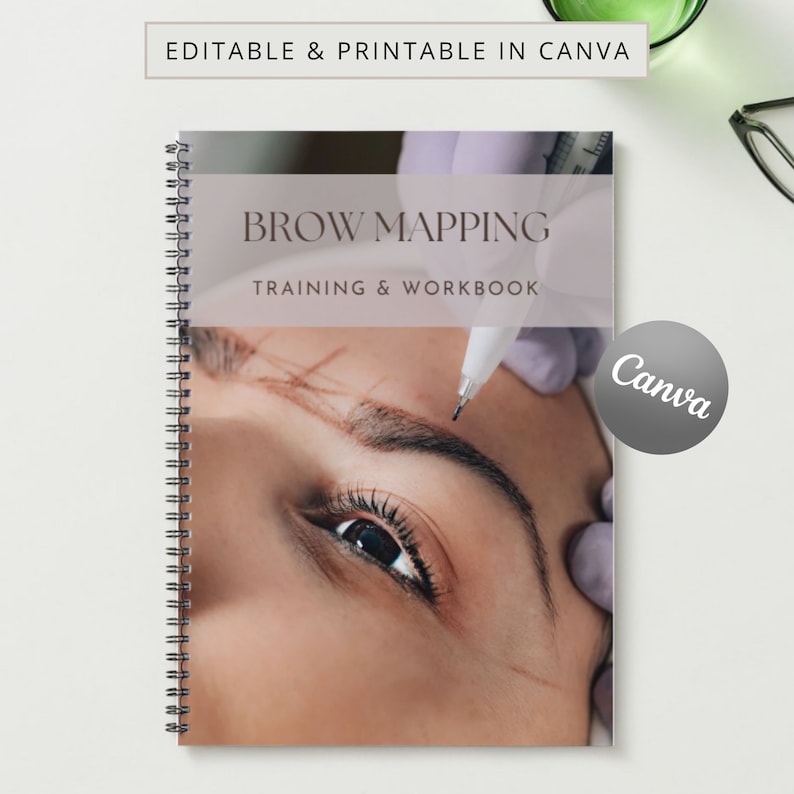 Brow Mapping Printable Manual Template Training Eyebrow Design Canva Editable Course Ebook Tutorial Lesson Trainer Educator Learn Guide bild 1