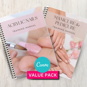 Acrylic Nails, Manicure & Pedicure Training Manual Canva Editable Ebook Nail Extensions Tutorial Student Class Learn Guide Mani Pedi Nails