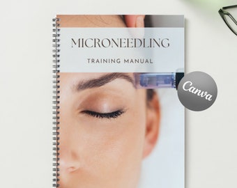 Microneedling Printable Manual Template Training Canva Editable Course Ebook Facial Beauty Tutorial Lesson Trainer Educator Learn Guide