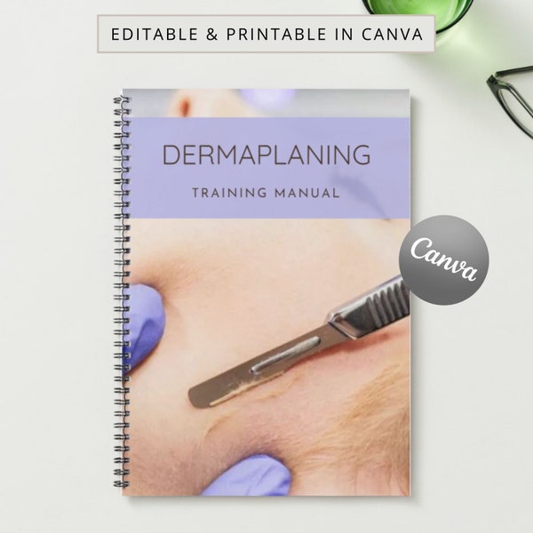 Dermaplaning Printable Manual Template Training Facial Canva Editable Course Ebook Tutorial Lesson Trainer Educator Class Learn Guide