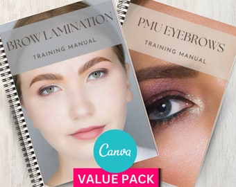 Brow Lamination & PMU Eyebrows Canva Manual Eyebrow Design Editable Training Course Ebook Brow Tutorial Learn Brow Makeup Permanent Brows