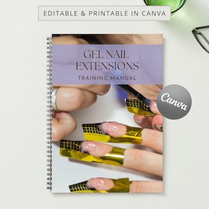 Gel Nail Extensions Training Manual Canva Editable Course Ebook Tutorial Step by Step Lesson Trainer Educator Student Class Learn Guide