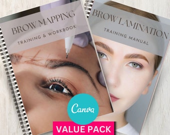 Brow Mapping & Lamination Training Manual, Editable Canva Template