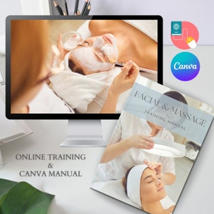 Facial Massage Masterclass Certified & Accredited Online Course Printable Training Manual Canva Editable Ebook Learn Tutorial