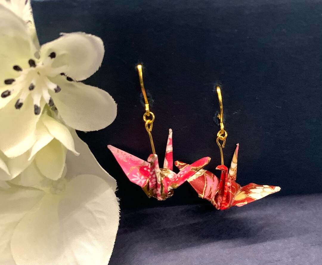 Origami Paper Crane Earrings Etsy