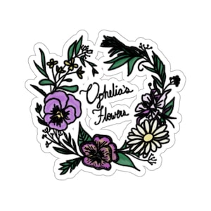 Las flores de Ofelia, William Shakespeare, Hamlet, cita de Ofelia Pegatina