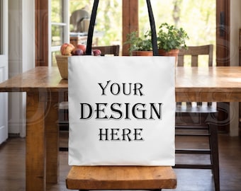 AOP Tote Shopping Bag Mockup, Printify Black Handle Tote Mock Up, Gift Mockup, Template Mock-up, Digital Download