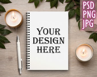 Spiral Notebook Mockup, PSD PNG JPG Notebook Mock-Up, Printify Journal Mockup, Template Mock-up, Digital Download