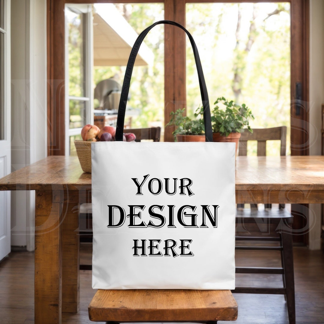 AOP Tote Shopping Bag Mockup, Printify Black Handle Tote Mock Up, Gift ...