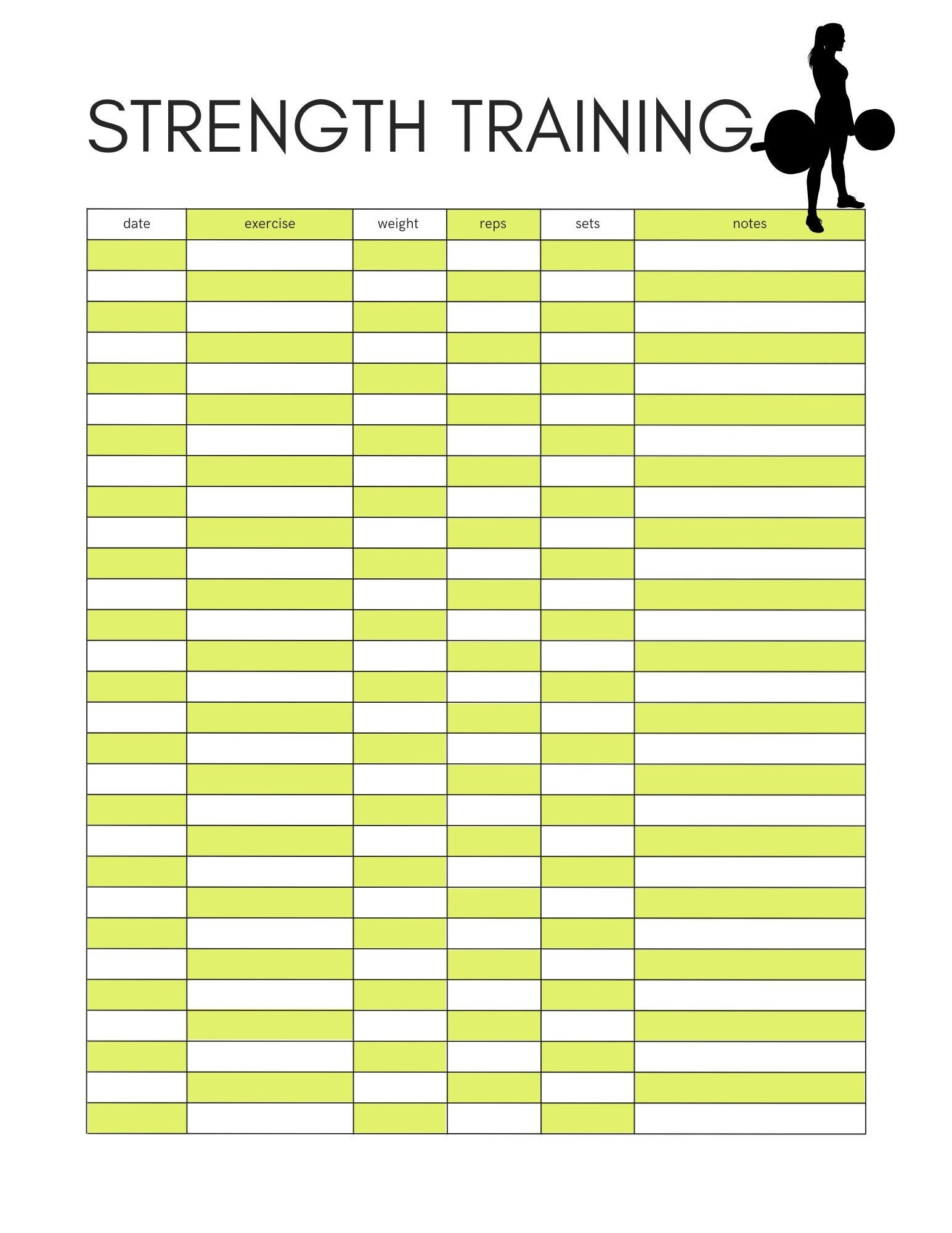 Strength Training Log Etsy