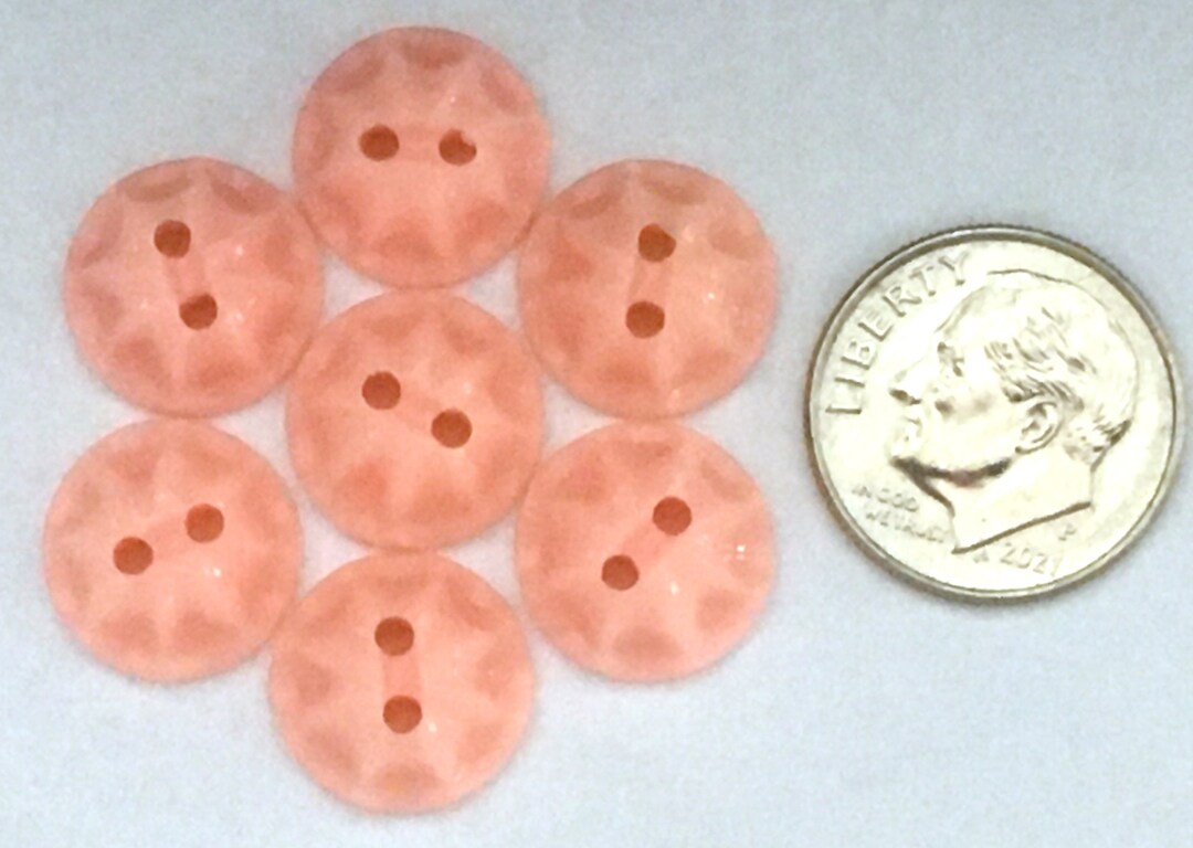 7 Small Pink Molded Dome Buttons, 2 Hole Sew Through Sewing Baby Doll ...