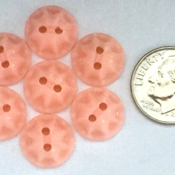 7 Small Pink Molded Dome Buttons, 2 Hole Sew Through | Sewing Baby Doll Clothes Button Art Shirt Hat Dress Blouse Tote Bag Quilt Coverlet