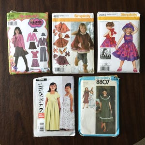 Vintage Sewing Patterns Simplicity, Sew & Sew|Kids, Child, Girl Dress, Coat, Scarf, Mittens, Top, Jacket, Jumper, Hat, Pants, Lizzie McGuire