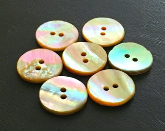 Pear Buttons 9 Vintage Carved Mother of Pearl Buttons, Natural Shell, Nacre, 2 Hole ...
