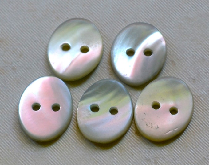 Pear Buttons 5 Vintage Mother of Pearl Oval Buttons, Natural Shell | Sewing Shirt ...