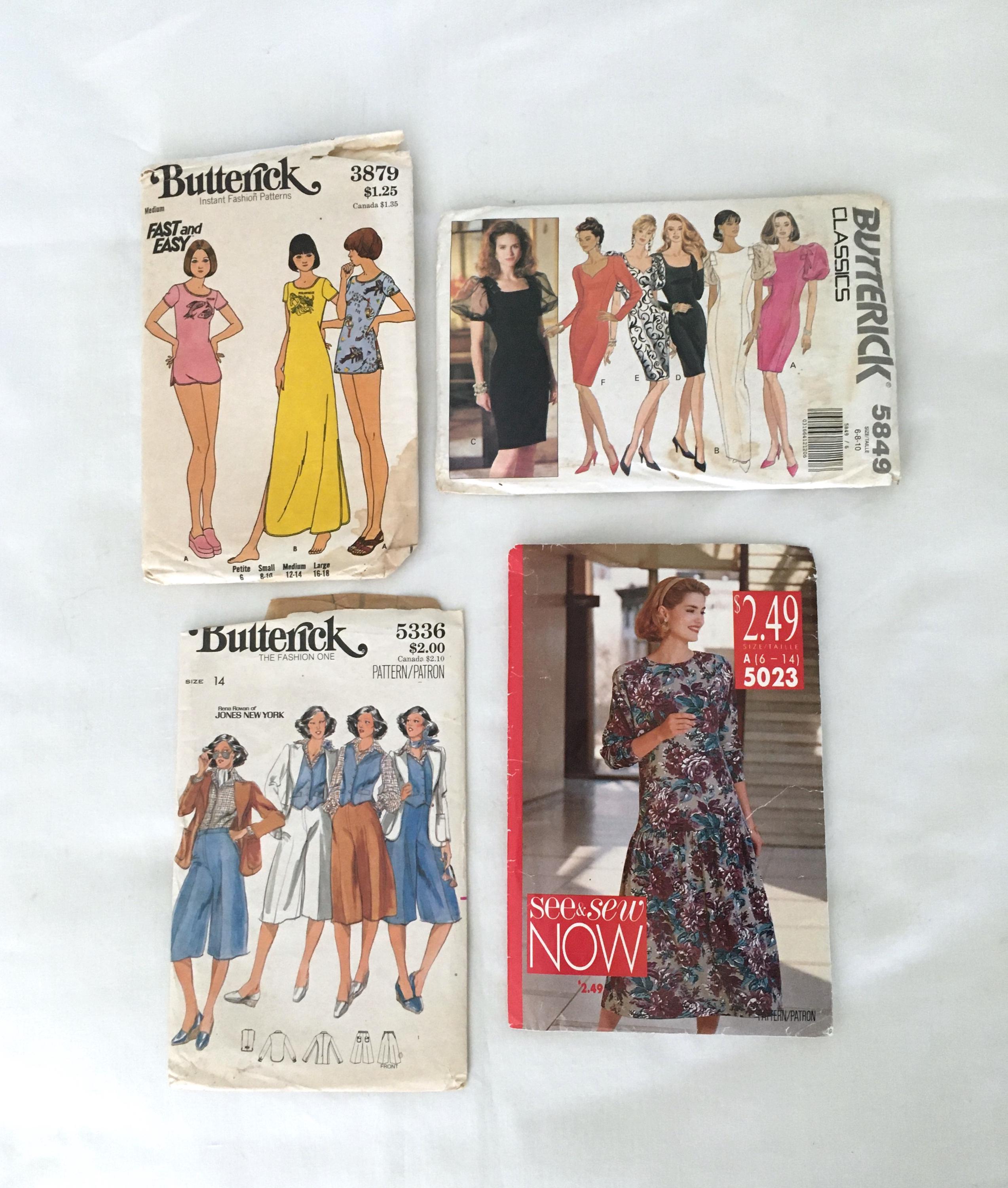 Vintage Butterick Sewing Patterns | Classics Formal Dresses, Rena Rowan Blouse, Vest, Jacket, Culotte, Nightshirt, Bikini Briefs, See & Sew
