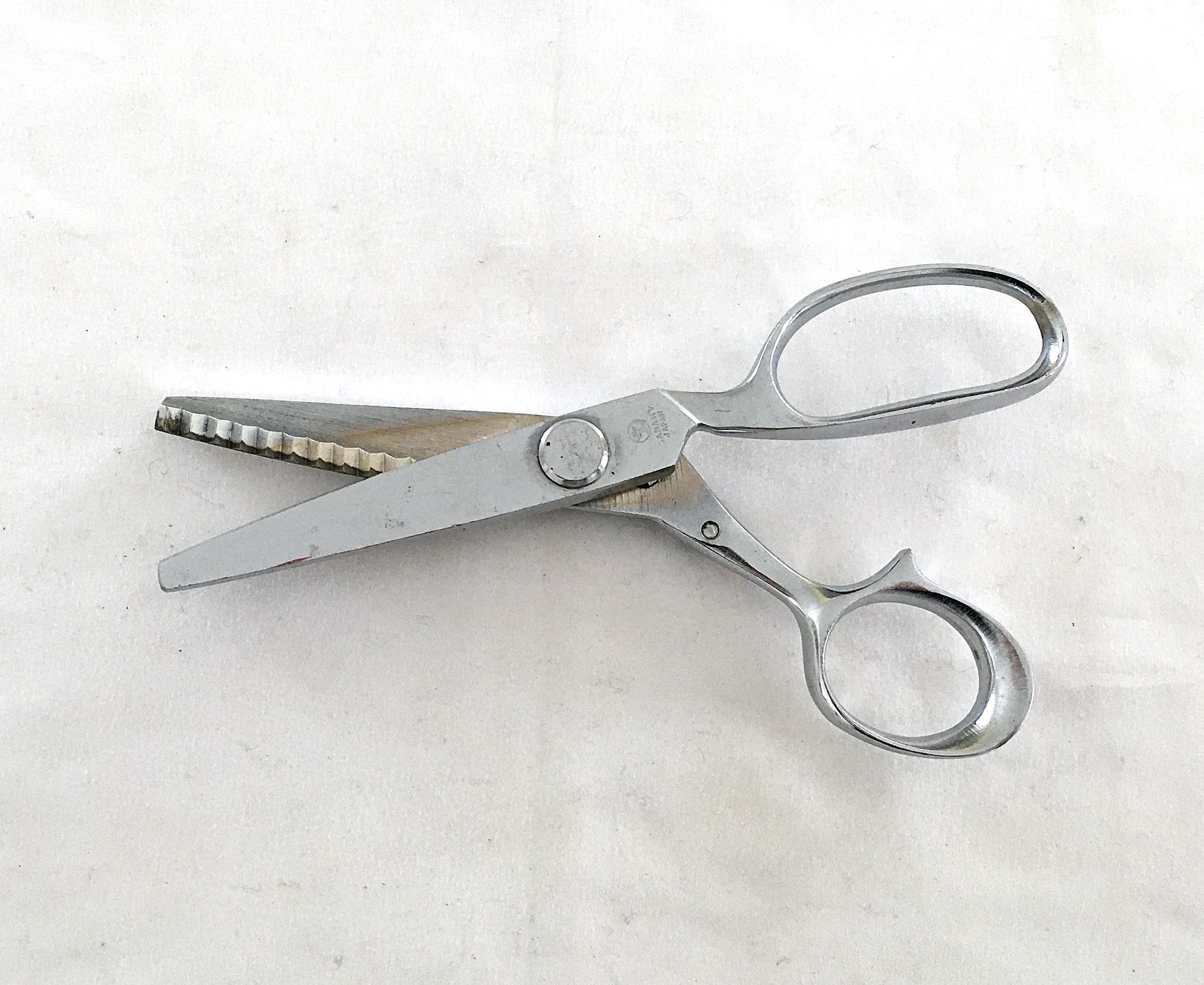 60s Vintage Carnation WireCrateワイヤークレート❺ Vintage Pinking Shears Scissors, Canary Japan, Chrome Silver 7
