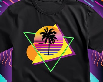 Retro 80er Jahre Synthwave Sunset T-Shirt
