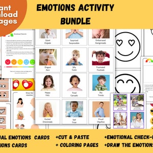 Emotions Flashcards tweetalig, gevoelens check-in, kleurplaten, gezichtsmasker voor peuters/kleuters - afdrukbaar