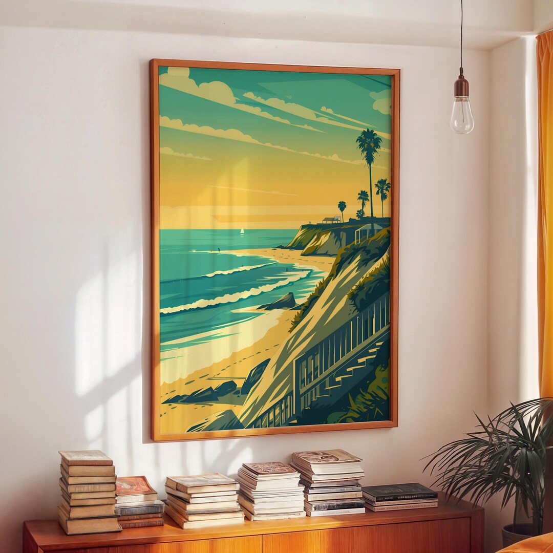 Laguna Beach Wall Art Print, Vintage Coastal Travel Poster, California ...