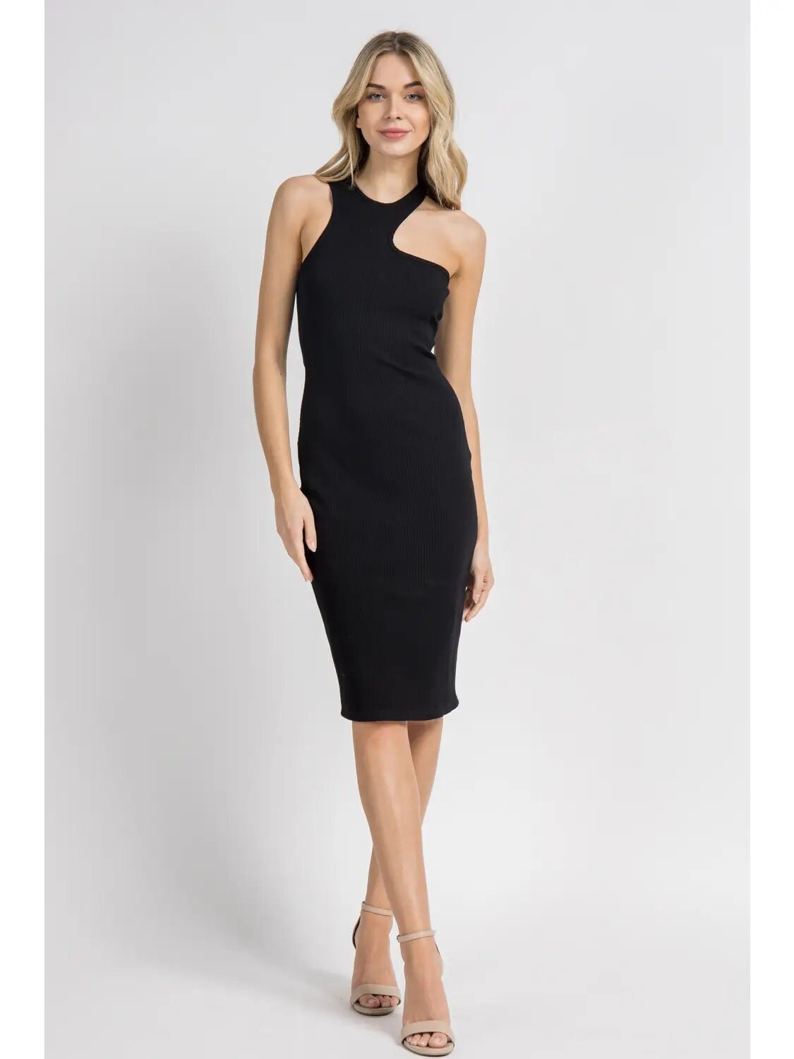 black mini midi dress Little One-shoulder – Stretch Evening & Cocktail Dress for Parties or Brunch Size:M32U Birthday Dress Women Rhinestone _swatch_color-#000000 Bodycon A striking side sash