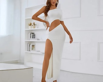 White One Shoulder Cutout Mini Bandage Dress - Etsy